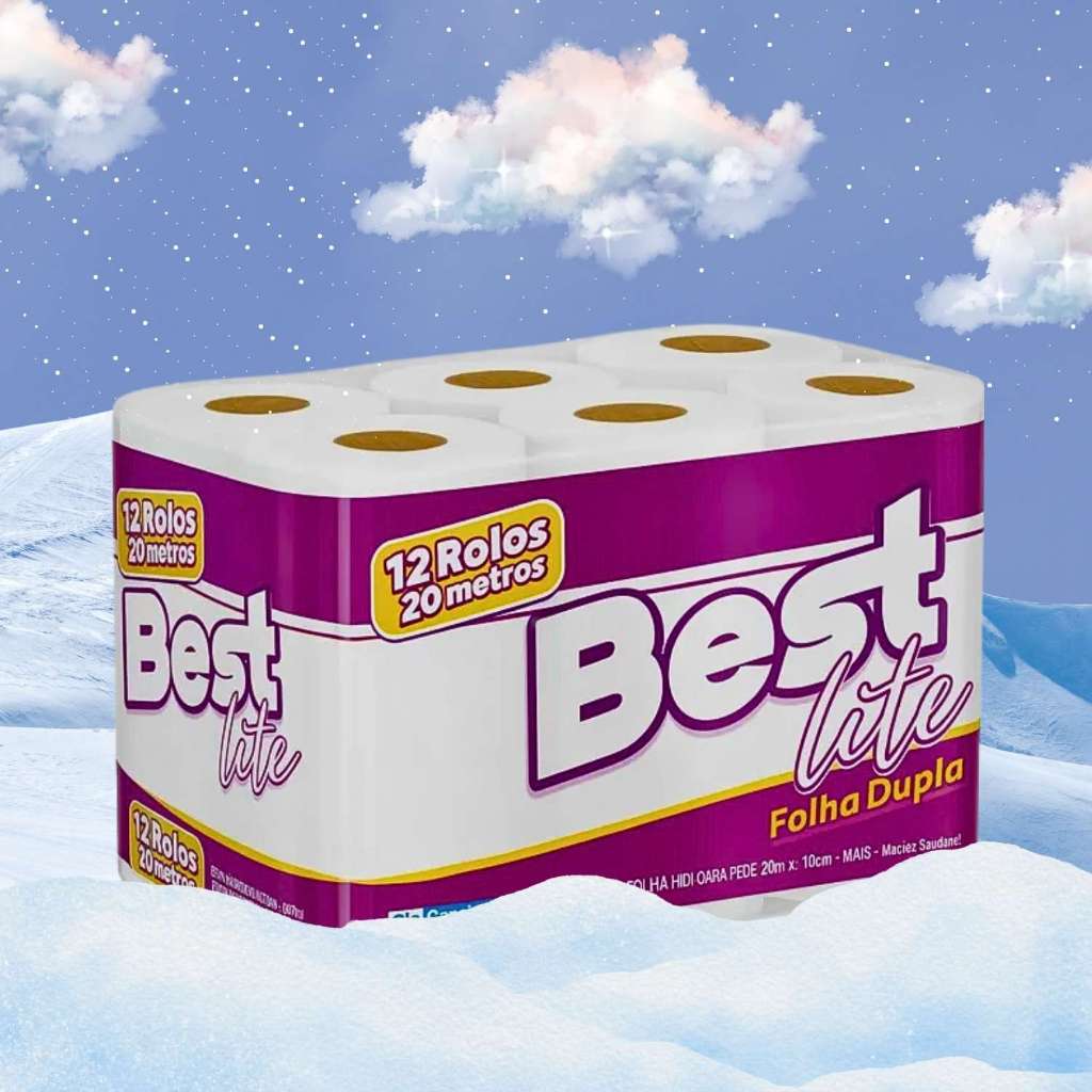 Papel Higiênico Best Lite Folha Dupla 20m Neutro Macio Suave Alta Qualidade 12 Rolos