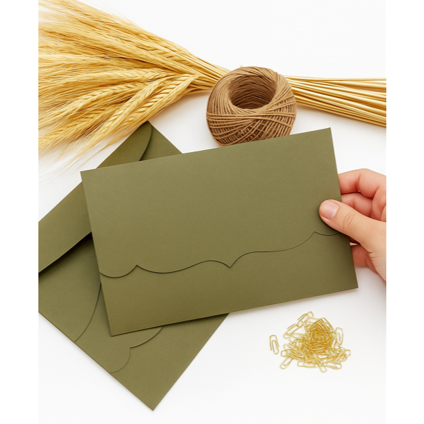 50 Envelopes pronto para convites Verde Musgo 180g - Vários Modelos