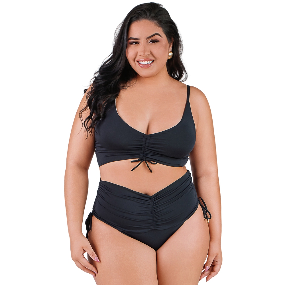 Biquíni Cropped Hot Pants Plus Size Preto Summer Soul