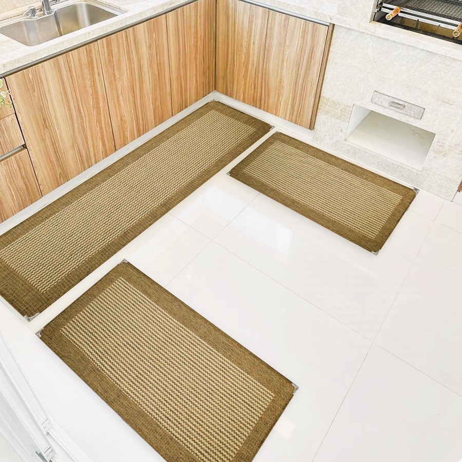 Jogo Tapete Cozinha Kit 3 Peças Sisal Antiderrapante Sala em Oferta na Shopee