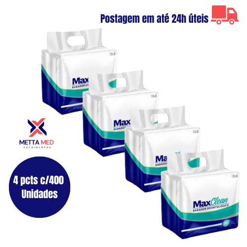 Babador Odontológico Descartável Impermeável 400 Unidades - MaxClean
