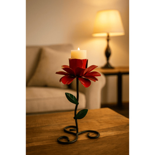 Castiçal Pedestal Ferro E Rosa Mesa Bancadas Estantes em Oferta na Shopee