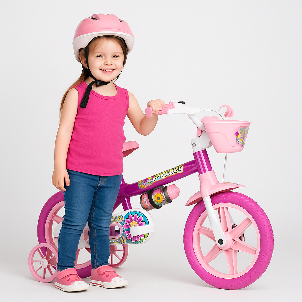 Bicicleta Infantil Aro 12 Nathor Flower Rosa Menina 1-4 Anos com Rodinhas e Cestinha em Oferta na Shopee