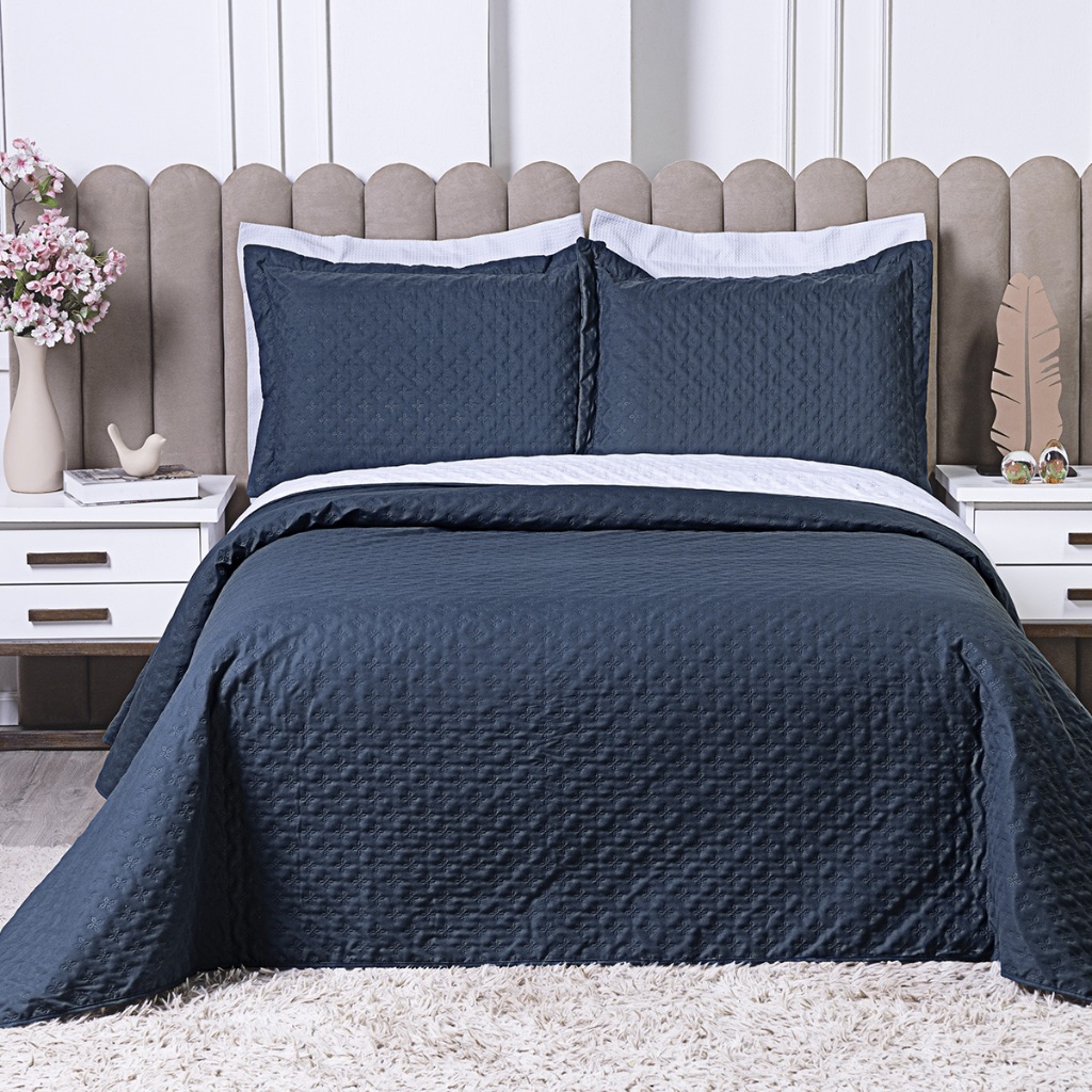 Kit Cobre Leito QUEEN coleção Milão Premium 3 Peças Dupla Face 200Fios