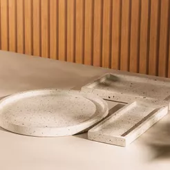 Bandeja Decorativa de Mármore Terrazzo Cantinho do Café Servir e Decorar - Lyor