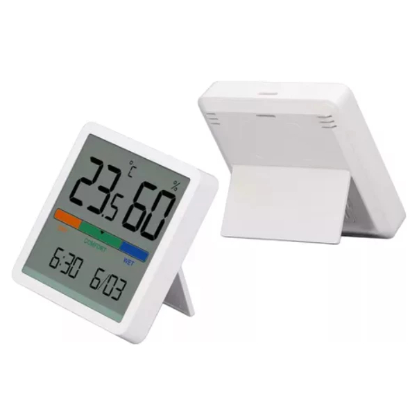 Relógio Digital Medição De Temperatura E Umidade De Mesa Com Alarme