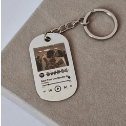 Chaveiro Inox com Foto Código Spotify Nome ou Frase no Verso Presente Único