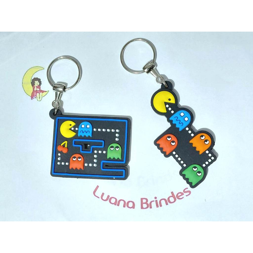 Chaveiro Pac Man Emborrachado Pacote Com 2 Unidades