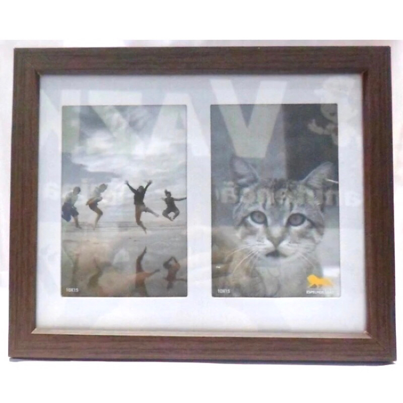 Porta Retrato 10x15 2 Fotos Marrom Duplo Quadro Decoração