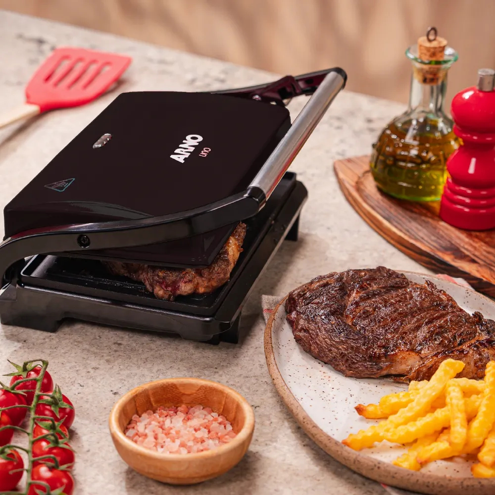 Grill Arno Compact Grill Preto Gpto 220v — R$ 154,00 em Shopee, 11% OFF