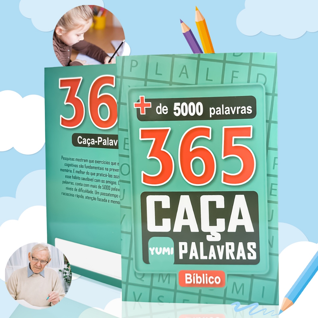 Livro 365 Caça Palavras Bíblicas + De 5000 Palavras Educativo Para Crianças -Envio Rápido