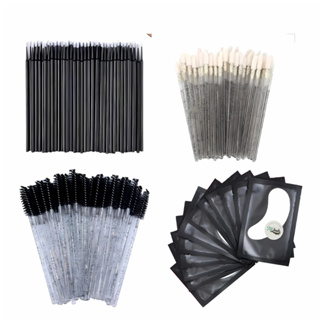 Kit Profissional Cílios 100 Microbrush Preto + 50 Escovinhas + 50 Gloss + 10 Pads Gel black em Oferta na Shopee