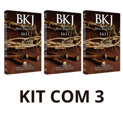 Kit com 3 Bíblia King James 1611 | Letra Normal | Brochura | Coroa
