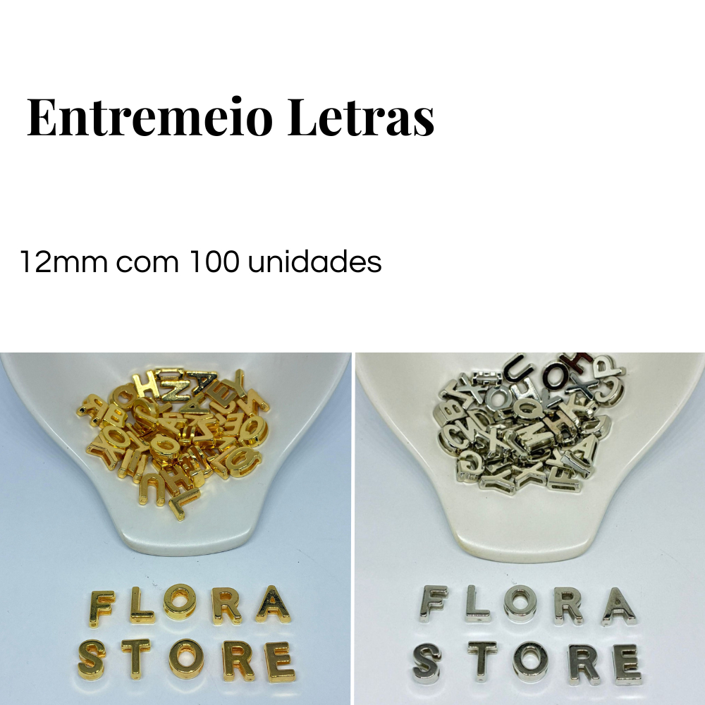 Entremeio Passante Letras Em ABS Tamanho 12mm Com 100 Unidades em Oferta na Shopee