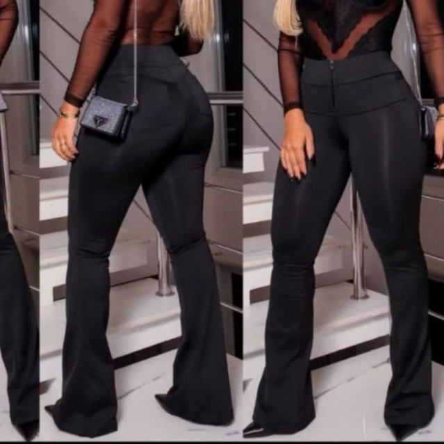 Calça feminina Lipo flare tecido Suplex Power Modeladora feminina Cintura modeladora interna M a GG promoção