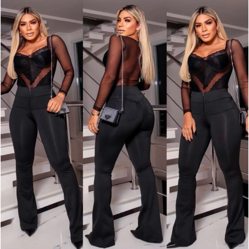 calça lipo flare feminina  cintura alta modeladora alta compressão calça flare boca de sino tecido suplex power premium