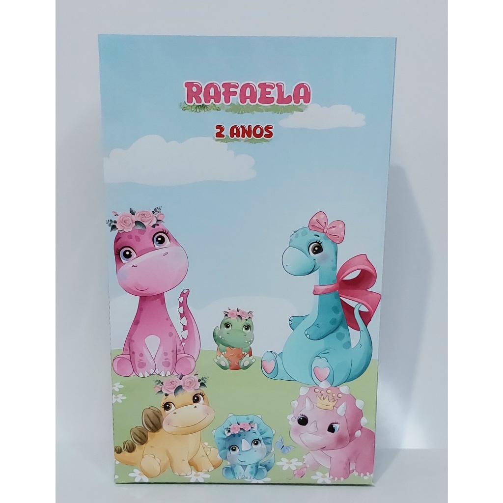 Sacolinha personalizada Dinossauro rosa | Dinossauro menina | lembrancinha | aniversario | decoração dinossauro menina
