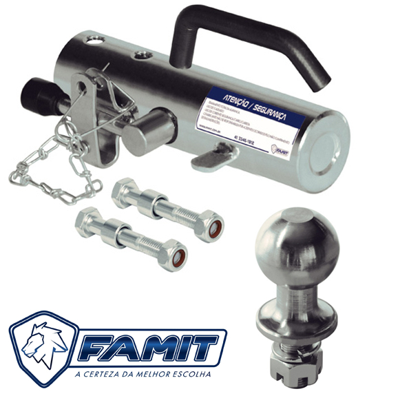 Kit Trava De Engate E Esfera 40mm Para Carretinha De Moto Barco Fazendinha Bau