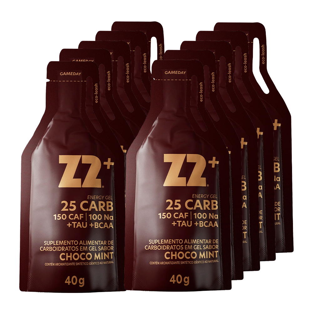 Z2 Performance Energy Gel Z2+ C/ Cafeína Linha Gameday 25 Carb - Display 10 Sachês 40g Cada