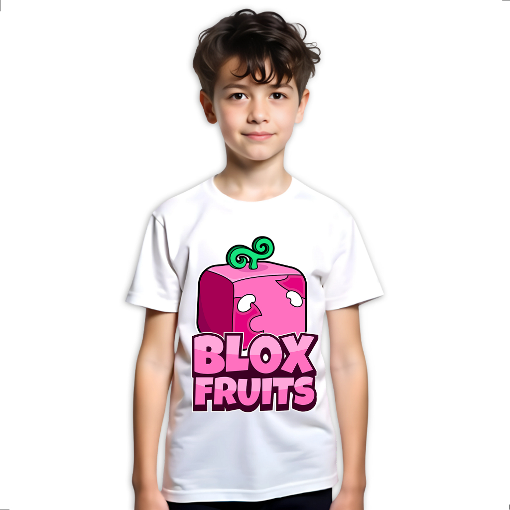 Camiseta Infantil Blox Fruits Rubber Roblox Jogo Gamer 343