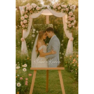 Placa Quadro Casamento Recepção Grande Com A Foto Do Casal E Nomes e datas MOMENTOS ESPECIAIS