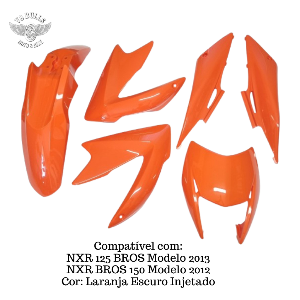KIT  P/ NXR 125 BROS 13/NXR 150 BROS 11 e 12 LARANJA INJ (PARALAMA/CAR FAROL/CAREN. LAT/TAMPA LAT.) em Oferta na Shopee
