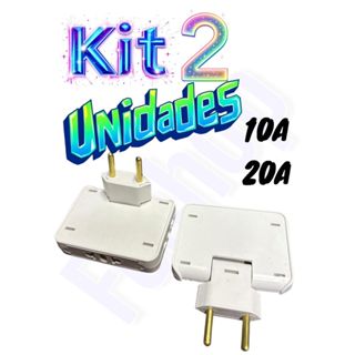 Kit 2 Adaptador de Tomada Articulado Dobrável Resistente 10A e20A em Oferta na Shopee