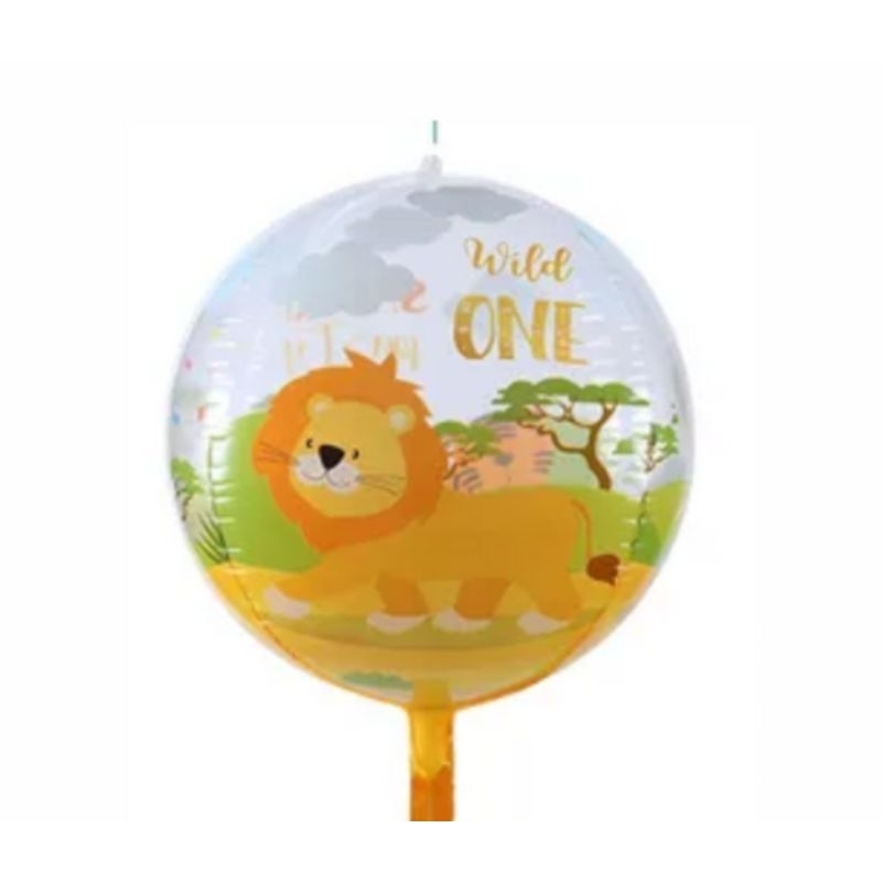 Balão Metalizado de Safari - Balão transparente de Safari 4D - Leão, tigre, macaco e elefante
