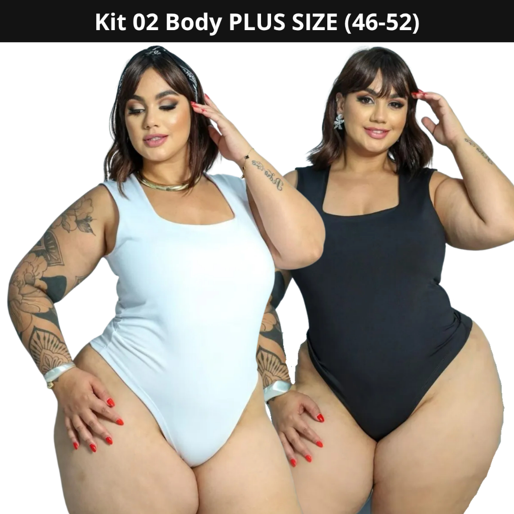 Kit 2 Body Feminino Decote Quadrado Plus Size Look Premium Regata Suplex Blusa Moda Lançamento em Oferta na Shopee