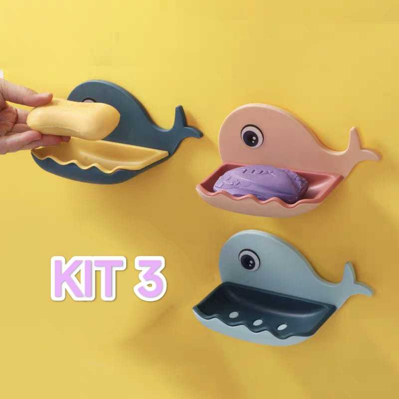 Kit 3 Saboneteiras Banheiro Porta Sabonete Baleia Plastico Abs em Oferta na Shopee