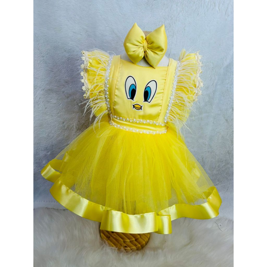 salopete piu piu amarelinho turma looney tunes lola piupiu romper tematico vestido personalizado (piu piu)