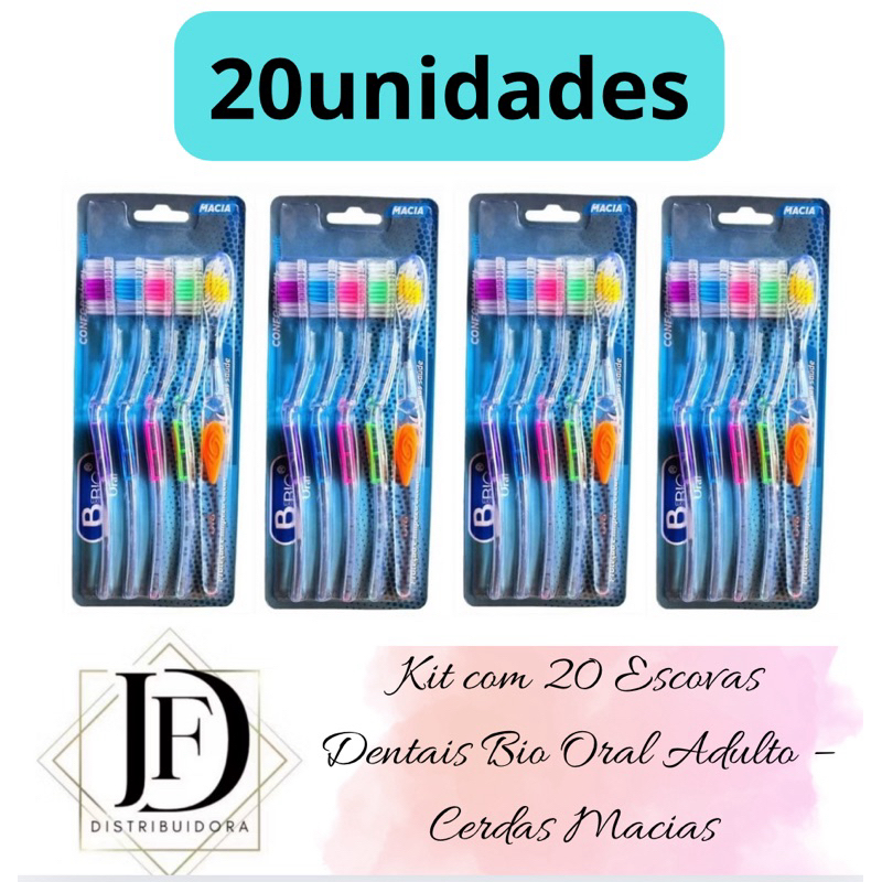 Kit com 20 Escovas Dentais Bio Oral Adulto – Cerdas Macias