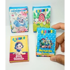 CARTELA DE ADESIVOS PARA MINI CAIXINHA DE GIZ 5 CORES 4X6 PERSONALIZADA QUALQUER TEMA
