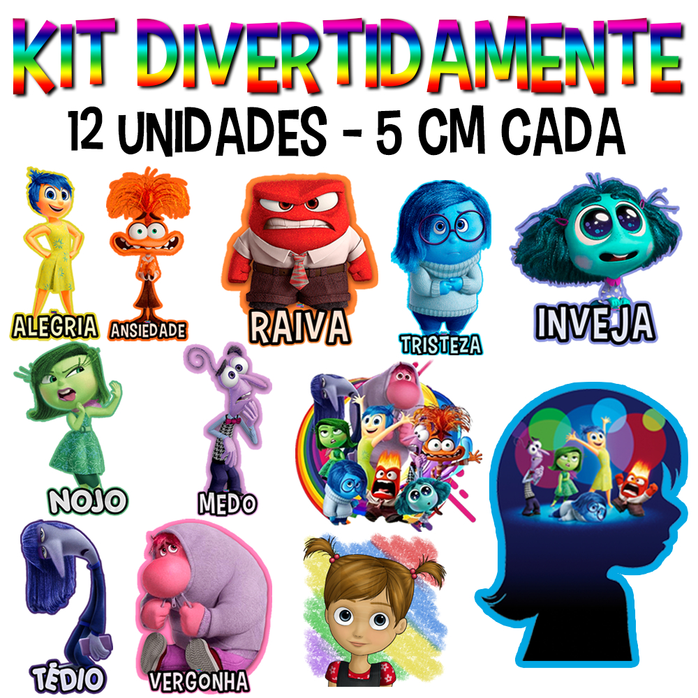 Kit Divertidamente Tatuagem Temporária de 12 a 120 unidades - 5 cm cada - Cortadas e Prontas pra Uso