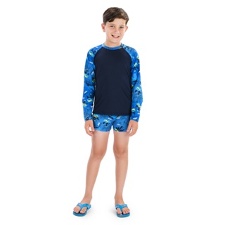 Camisa + Sunga de proteção UV50 Infantil e Juvenil Raglan Moda Praia e Piscina. Meninos em Oferta na Shopee