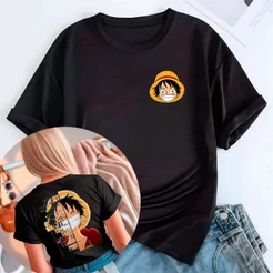 Camiseta Feminina T Shirt Promoção Algodão Monkey Luffy One Piece Pirata Anime Manga