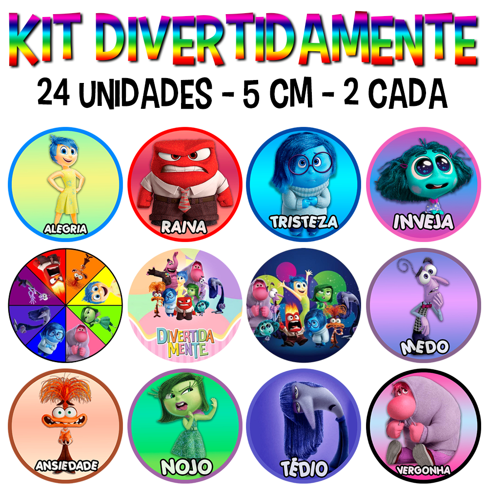 Kit Divertidamente Tatuagem Temporária de 24 a 120 unidades - 5 cm cada - Cortadas e Prontas pra Uso