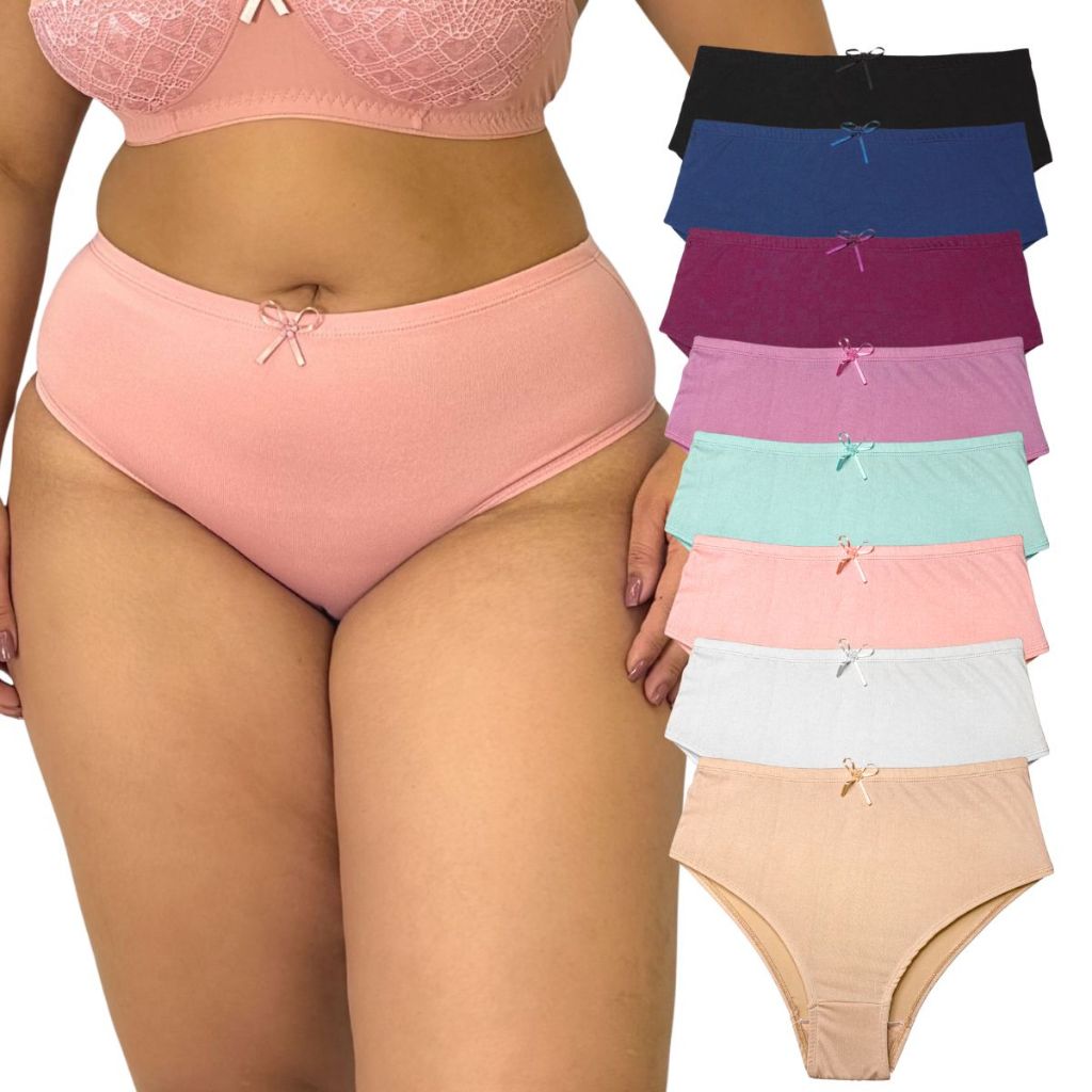 Kit 10 Calcolas Plus Size Ate 54 Senhora Atacado Calcinha Cintura Alta Veste até 54 Confortável