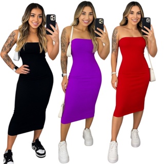 ￼Vestido Midi Tomara Que Caia Para Gestantes Anarruga Canelado Tubinho Vestido Tubinho Vestido gravida em Oferta na Shopee
