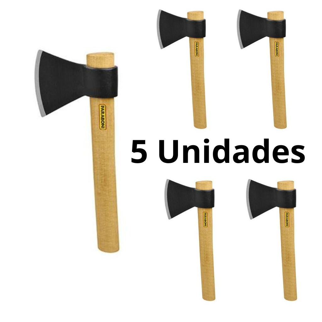 KIT 5 Machadinho Leve Domestico 34CM Cabo Madeira