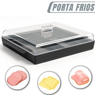 Porta Frios Duplo Com Tampa Resistente Pote Organizador Para Geladeira Com Divisória Bonito E Prático Presunto E Queijo em Oferta na Shopee