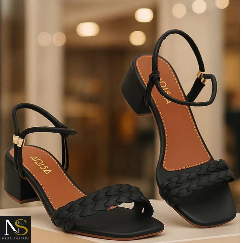 Sandália Feminino  Saltinho Bloco Baixo Rasteirinha  Ajustável Confortável e Elegante Pra o Dia a Dia