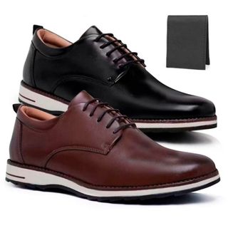 Kit 2 Pares de Sapato Social Masculino Oxford Derby Elegante de Couro Premium Confortável Estiloso Pronta Entrega Barato