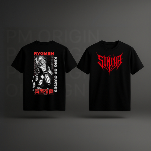 Camiseta Ryomen Sukuna Rei das Maldições - Jujutsu Kaisen - Estilo Gótico / Metal