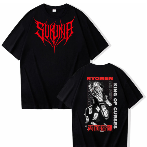 Camiseta Ryomen Sukuna Rei das Maldições - Jujutsu Kaisen - Estilo Gótico / Metal
