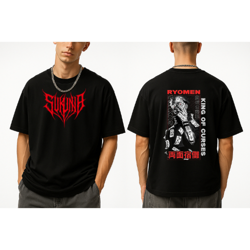 Camiseta Ryomen Sukuna Rei das Maldições - Jujutsu Kaisen - Estilo Gótico / Metal