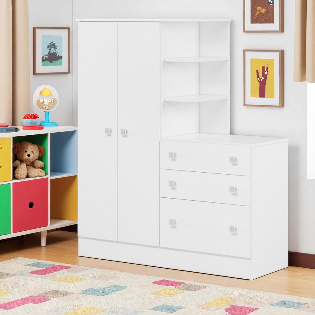 Guarda Roupa Infantil Doce Sonho Com Cômoda 3 Gavetas E 2 Portas - Home & Living