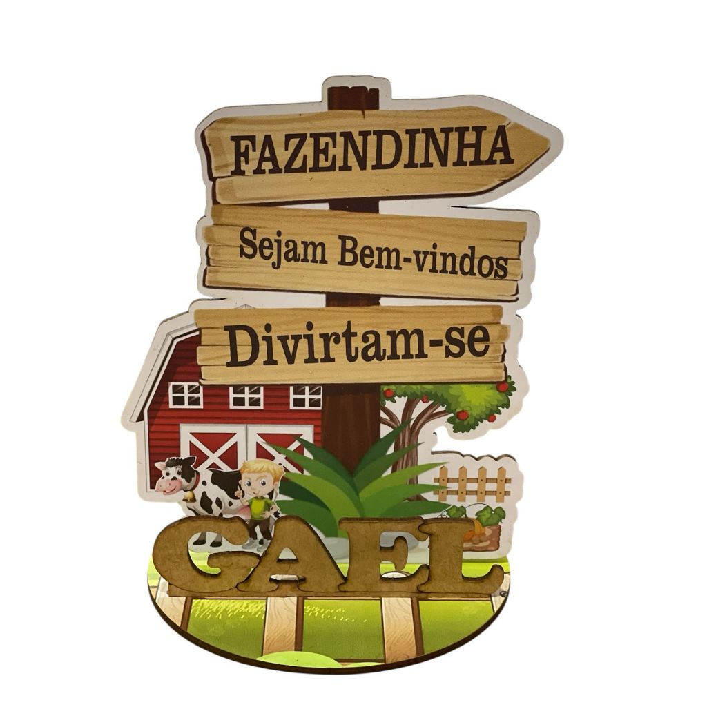 12 Centro de Mesa Placa fazendinha Personalizado Lembrança Festa em Oferta na Shopee