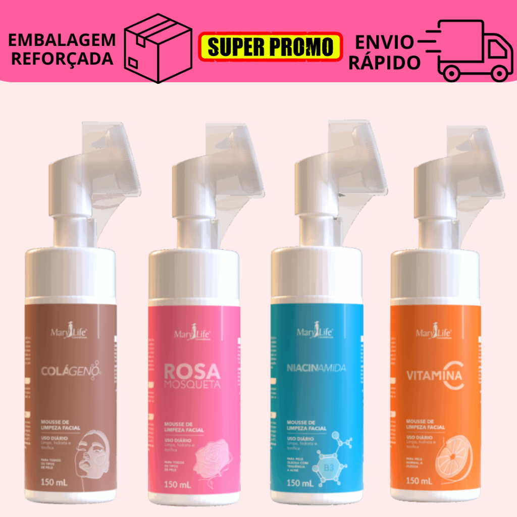 Sabonete facial Mousse de limpeza facial Rosa mosqueta Mary Life 150ml em Oferta na Shopee