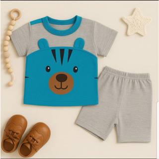 CONJUNTO PARA BEBÊ CAMISETA URSO COM SHORTS em Oferta na Shopee